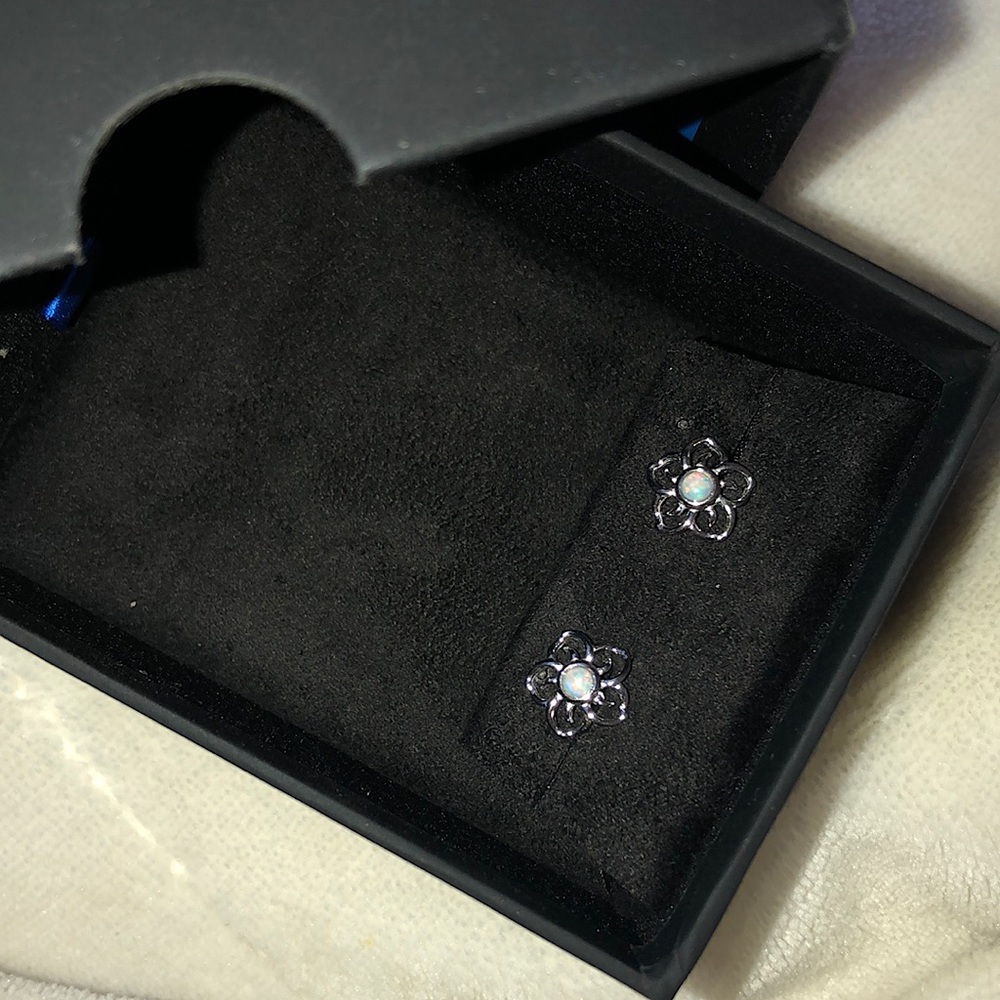 Opal floral stud earrings